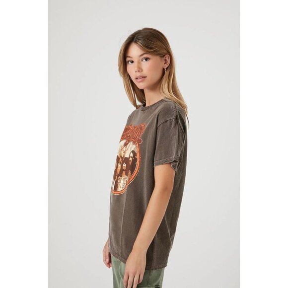 NWT FOREVER 21 Aerosmith Oversized Graphic Tee Size M/L Color Brown - Picture 2 of 10